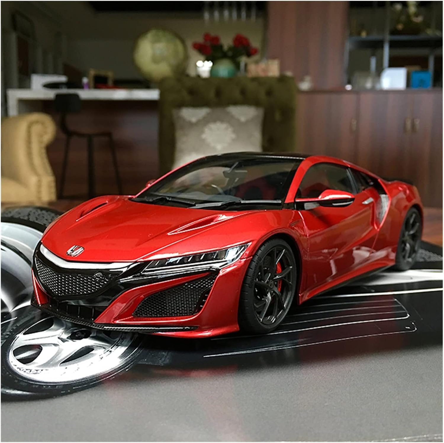 Scale Finished Model Car 1:18 for Honda Acura NSX Simulation Diecast Alloy Sports Car Model Adult Collection Souvenir Display Miniature Replica Car