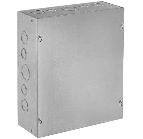Hoffman ASE16X16X6 Pull Box Screw Cover with Knockouts, Steel, 16.00" x 16.00" x 6.00", Gray