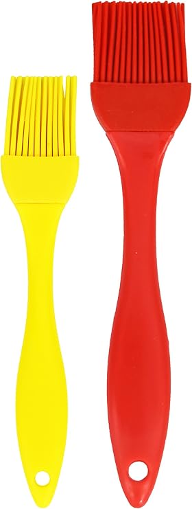 Silicone Basting Brush with Plastic Handle 2 Per Pack, Red and Yellow