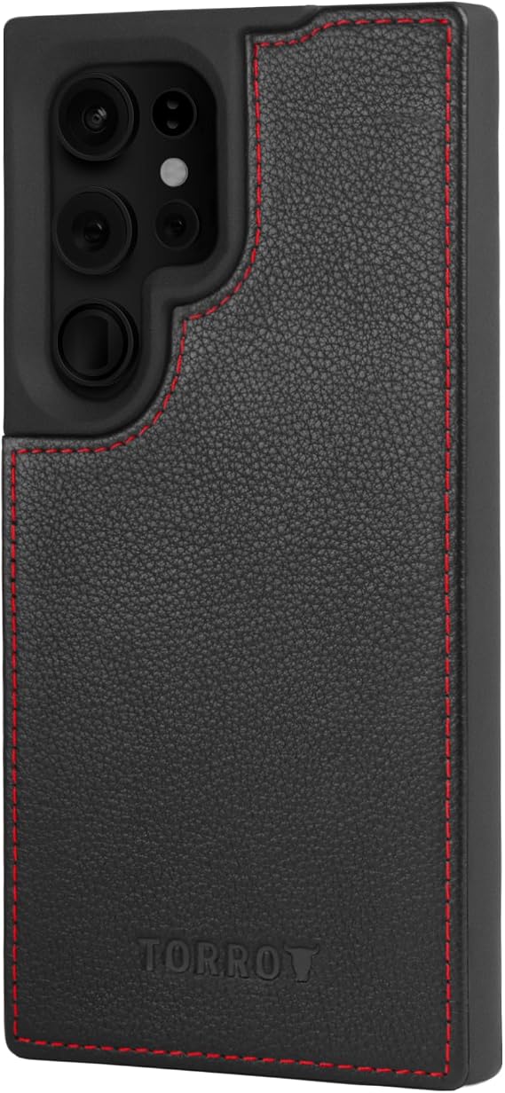 TORRO Case Compatible with Samsung Galaxy S24 Ultra 5G Premium Leather Bumper Case (Black)