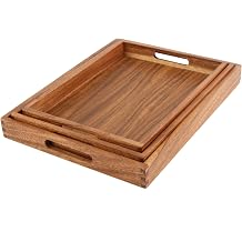 Stackable Wood Tray Set of 3 pcs