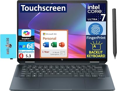 HP Spectre x360 AI Powered 2-in-1 Laptop 14.0 Touchscreen OLED 2.8K Display Intel Ultra 7-155H, 32GB LPDDR5X, 512GB PCIe SSD, Active Pen, Win 11 Pro wMS 365 Personal, DKZ USB Port Expander