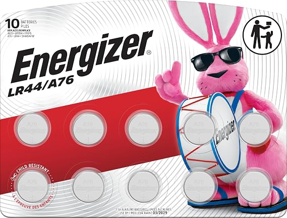 Energizer LR44 / A76 Button Batteries, (10 Pack), 1.5V LR44 Batteries
