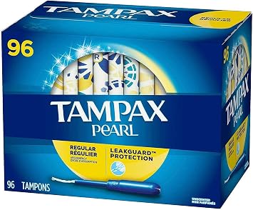 Tampax Pearl Regular Absorbency Unscented Tampons, 96 Count, Pack of 1