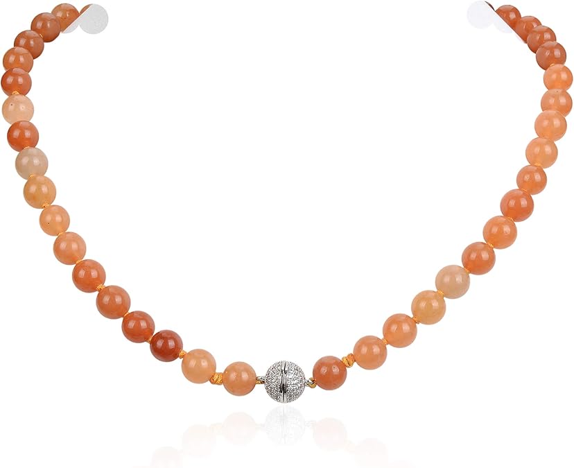Natural Stone Beaded Necklace for Women Men Gemstone Knotted Necklace Birthstone Necklace 18 inches.