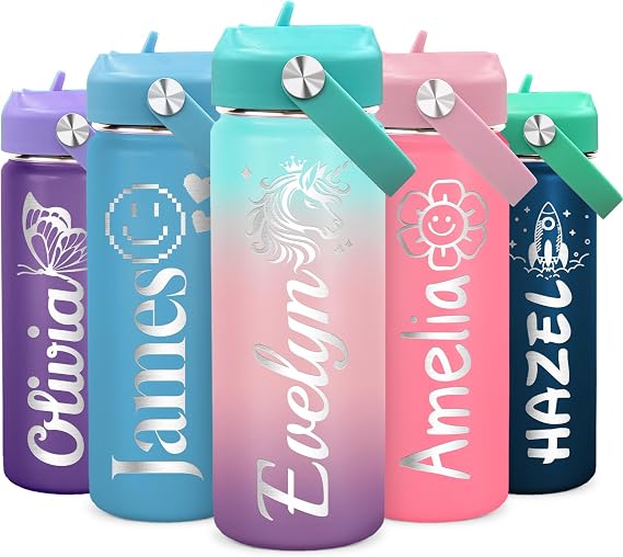 Made in USA,Personalized 18oz kids water bottle for school w/Engraved Name