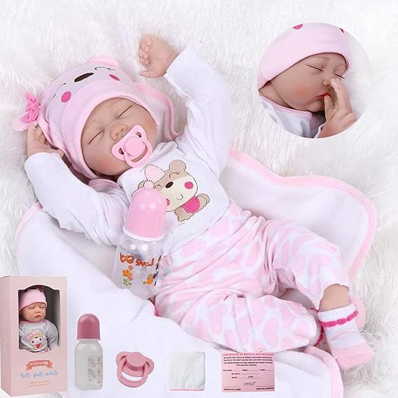 ZIYIUI 22 inches 55cm Reborn Dolls Girl Soft Vinyl Silicone Real Life Baby Dolls Newborn with Eyes Closed Reborn Dolls Toys Gift Newborn Doll Toddlers Toys for age 3+