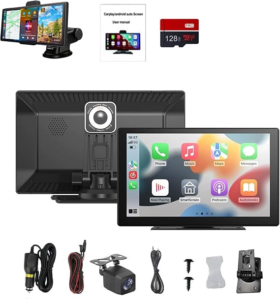 Flexscreen Pro Carplay, Wireless Car Tablet Pro Max 2025, 10.26" HD Ips Carplay & Android Auto Car Touch Stereo, 4k Dual Lens Car Tablet With Front & Rear Dash Cam (9 Inch)