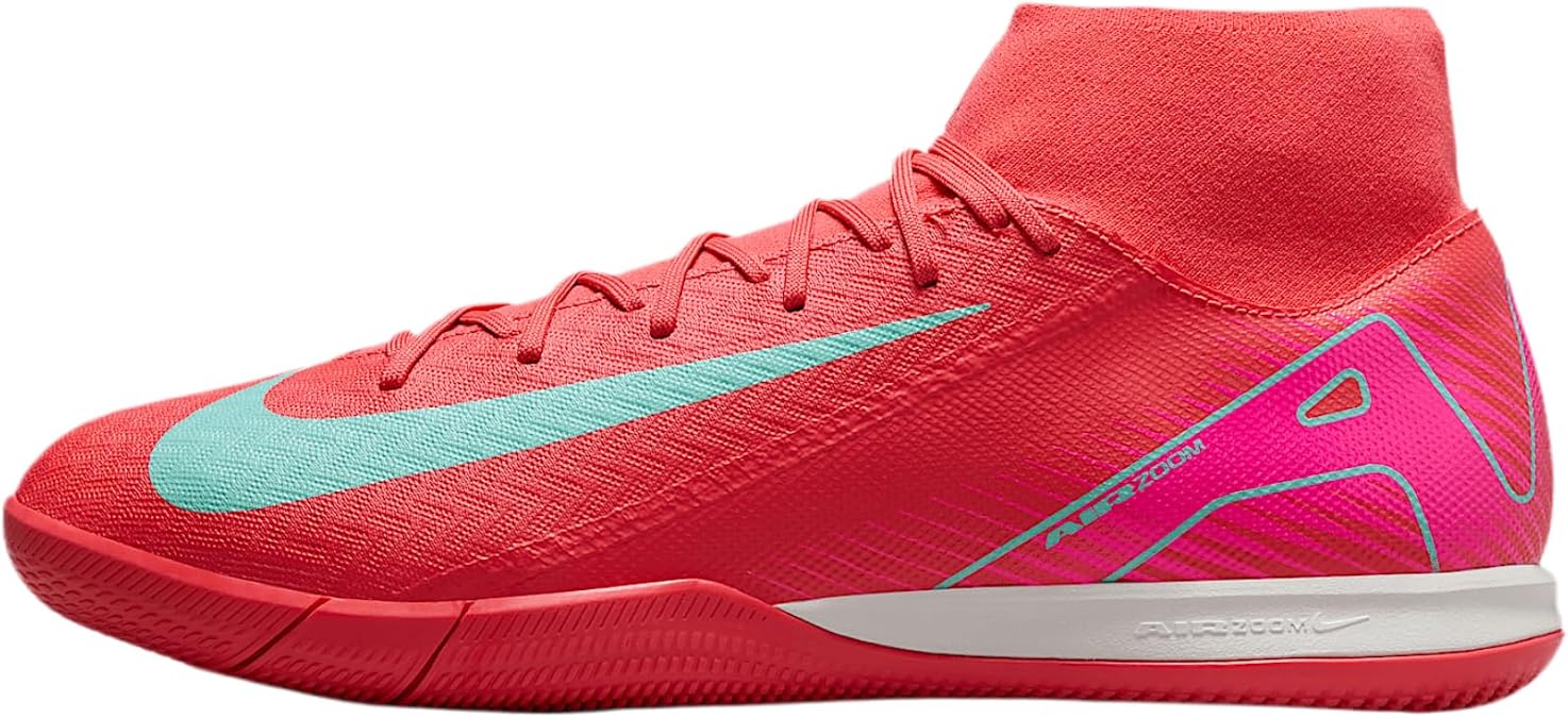 Nike Mercurial Superfly 10 Academy IC High-Top Soccer Shoes (FQ8332-800, Ember Glow/Aurora Green) Size 11.5