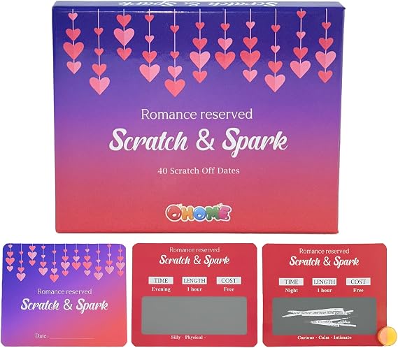 OHOME 40 Scratch Off Date Card - Birthday Gifts for Him Her - Boyfriend Girlfriend Couples,Anniversary,Wedding Engagement,Bridal Shower,Stocking Stuffers,Travel Essentials