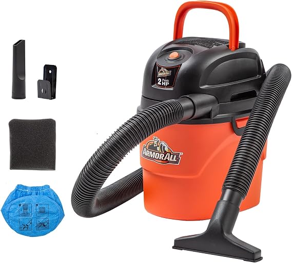 Armor All AA155 1.5-Gallon 2 Peak HP Portable Wet/Dry Vacuum, Orange