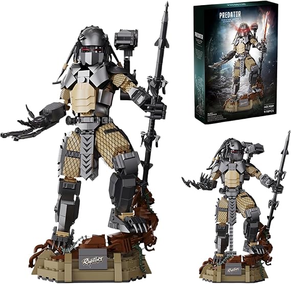 Alien Warrior Building Block Set - 978PCS Predator Monster Bricks Kit with Base, Sci-Fi Creature Model, STEM Education Toy, Home Decor, Creative Gift for Adult Collectors