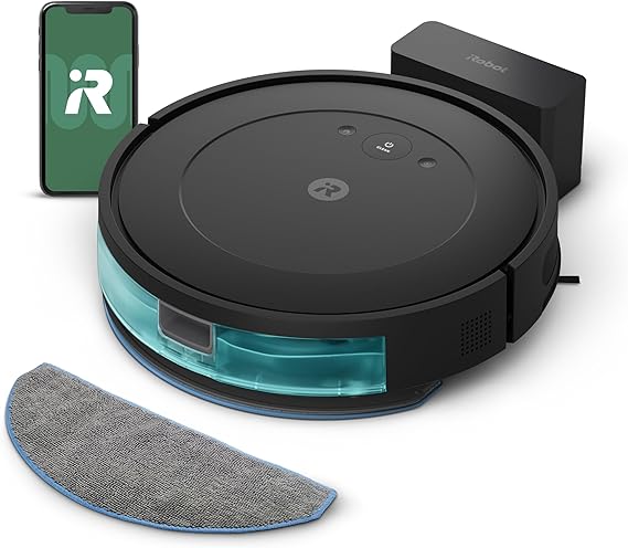 iRobot Roomba Robot Vacuum and Mop Combo (Y0140) - Vacuums & mops, Easy to use, Power-Lifting Suction, Multi-Surface Floors, Smart Navigation, Cleans in Neat Rows, Self-Charging, Bagless, Space-Saving