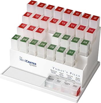 Medcenter Monthly Pill Box Organizer HSAFSA, 4 Times a Day, Large 31 Daily Pill Cases with Compartments for Vitamins, Supplements, Medication, 31 Day Pill Organizer