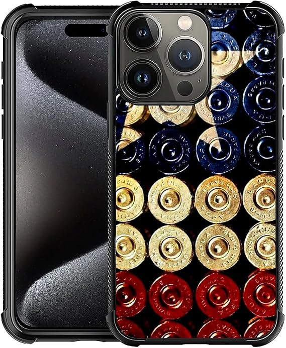 DJSOK Case for iPhone 16 Pro Max,Luxury Pattern Design Shockproof Rugged Cover,Cases for Man Woman-Classic Red and White Bullet Flag