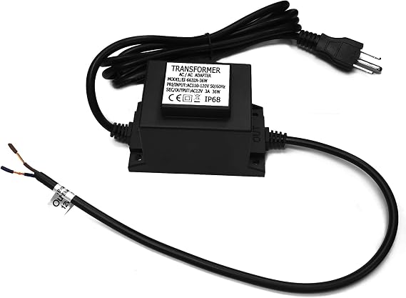 Waterproof 12V AC Transformer 3A 36W,110V-120V to 12V AC LED Power Supply, Voltage Converter LED Driver,Adapter for Outdoor Landscape Lighting/Swimming Pool Light (36 Watts)