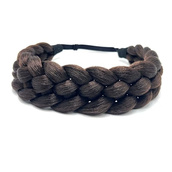 Hair Braided Headband Classic Chunky Wide Thick Plaited Braids Elastic Stretch Syntheti Buckling Hairpiece Braid Headband