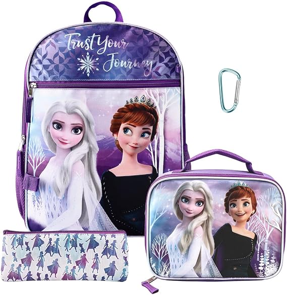 Bioworld Frozen 16 inch Backpack 4-piece Set with lunch box for girls