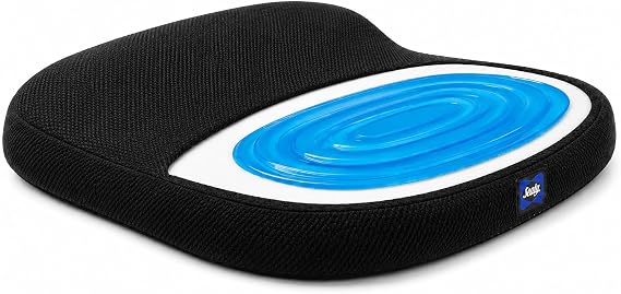Sealy Memory Foam Car Seat Cushion Gel Seat Cushions for Office Chairs, Tailbone Pain Relief Cushion, Cooling Pillow, Slim Fit Car Seat