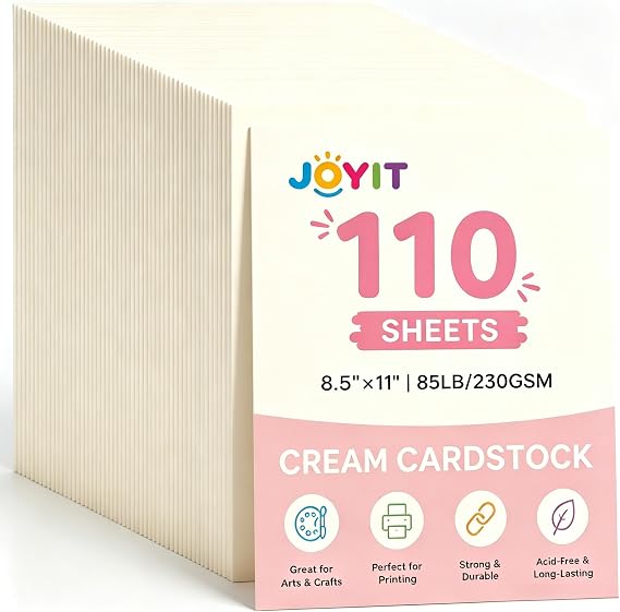 JOYIT Cream Cardstock, 110 Sheets, 8.5 x 11 Inch, 85 lb/230 gsm