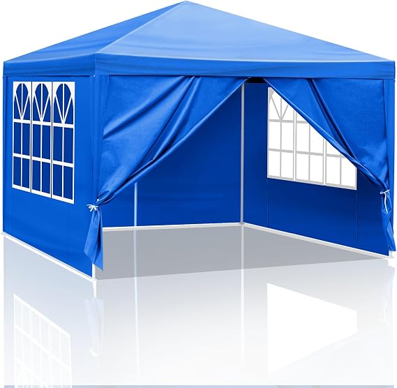 10x10ft Outdoor Wedding Party Canopy Tent,Heavy Duty Waterproof Patio Gazebo Tent,Outside Gazebo Event Shelter Tent,with 4 Removable Sidewalls,for Garden/Patio/Backyard (Blue)