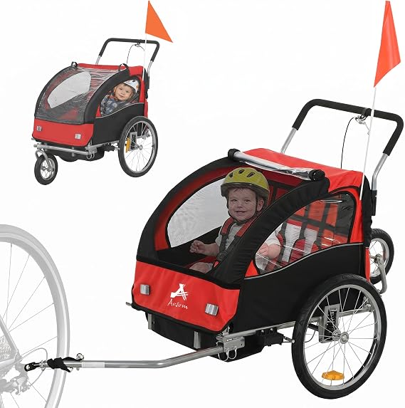 Aosom Elite 360 Swivel Bike Trailer for Kids Double Child Two Wheel