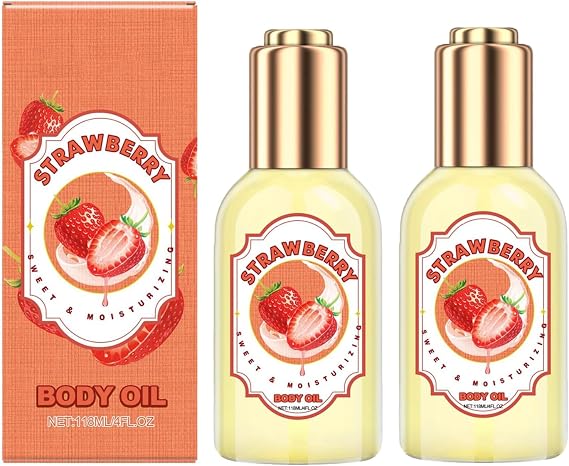 Moisturizing Strawberry Body Oil, Strawberry Body Lotion, Strawberry Moisturiser for Women, Repairs Nourishing Dry Rough And Sensitive, Suitable for All Skin Types (2)