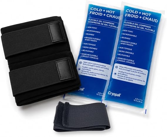 Cryopak Cold and Hot Therapy Wrap, Black, Latex-Free, Non-Toxic, for Back, Abdomen, Hip, Sports Injury Prevention, Recovery (Medium). kit Includes Flexible Gel Compress, Sleeve and Strap.