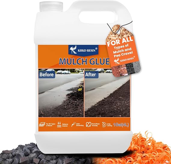 Mulch & Rock Glue for Landscaping 1 Gallon | Strong Pea Gravel Binder & Stone Adhesive for Walkways, Yards, Patios, Decorative Driveway Edges