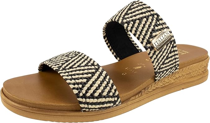 ITALIAN Shoemakers Women's Navya Slide Wedge Double Band Sandal for Women