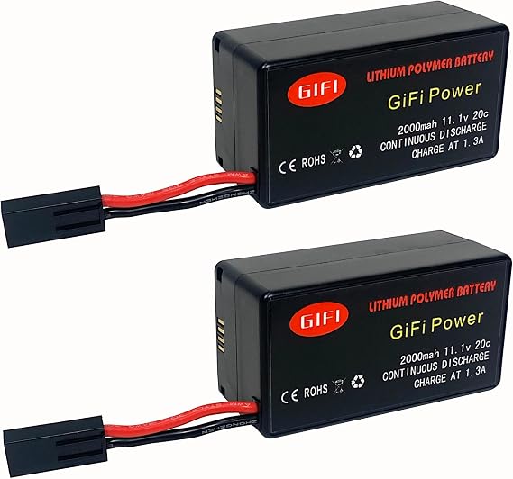 MaximalPower Gifi Power LiPo Battery or Charger for Parrot AR.Drone 2.0 & 1.0 Quadricopter (2 Battery 2000mAh)