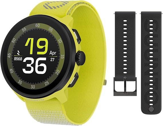 SUUNTO Run Sport Watch, Running GPS Watch Lime (w/Textile Strap) 22 ATH6 Silicone Strap All Black S+M