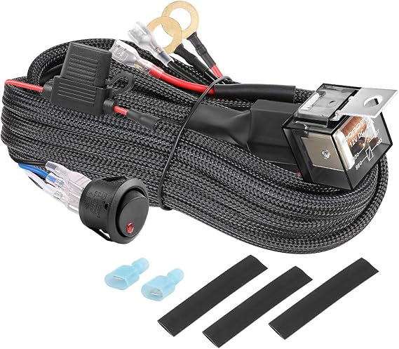 LED Light Bar Wiring Harness On Off Switch Relay 30A Fuse