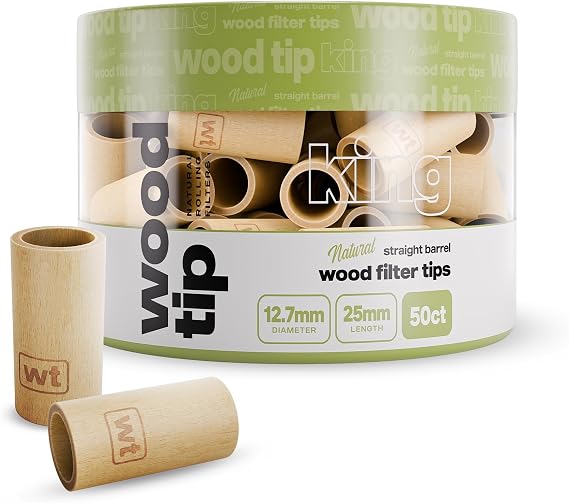 Wood Tips 12.7mm King Natural Rolling Filters - 50 Pack For Cannagar Cigar Donut Hashhole Handrolls