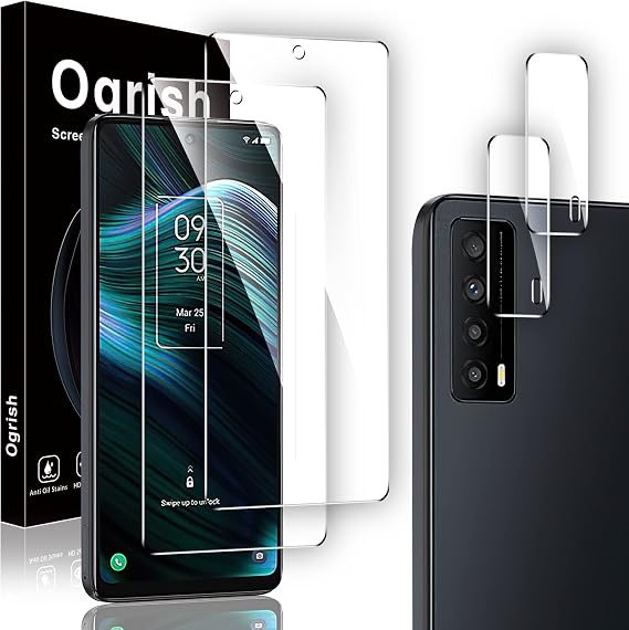 [2+2 Pack Screen Protector for TCL Stylus 5G and Camera Lens Protector - Tempered Glass,Anti-fingerprint,Shatter Proof,HD Clarity