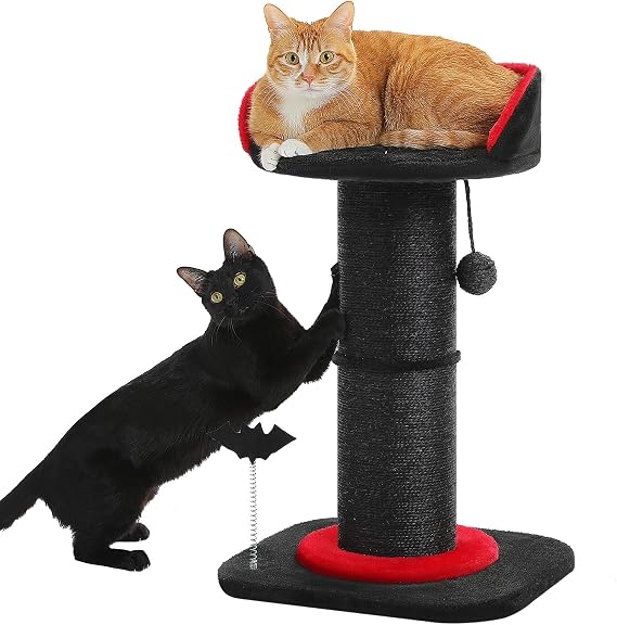 PEQULTI Gothic Cat Scratching Post, Super Thick 5.5in Sisal Post, Black