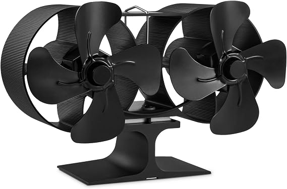 8 Blades Fireplace Silent Heat Powered Eco Stove Fan for Gas/Pellet/Wood/Log Burning Stoves with Thermometer (Mini)