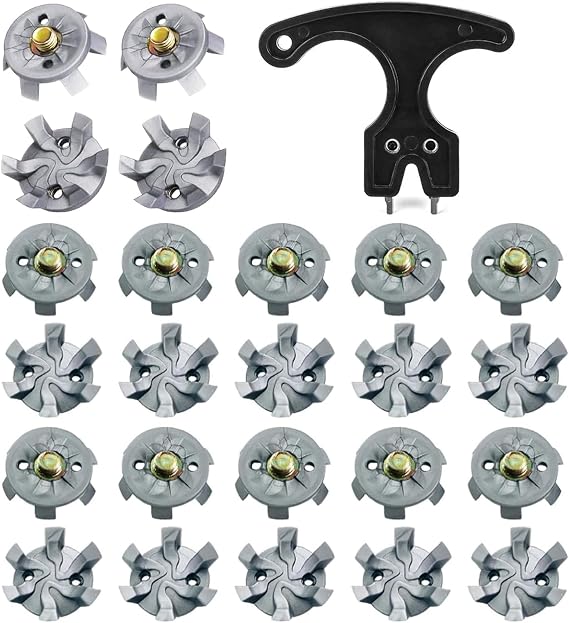 GIONAR 20PCS Golf Shoe Spikes M6 Tooth Replacement Set, 6mm Screw Thread With Wrench Tool, Easy Install Studs, Fits Footjoy Adidas Skechers Nike Shoes