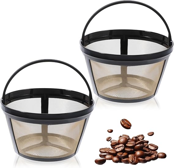 JJUNW 2Pack Reusable 8-12 Cup Basket Coffee Filter Replaces your Paper Coffee Filters, BPA Free