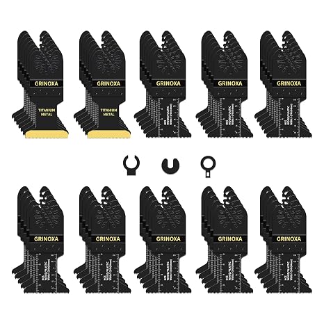 55PCS Multi Tool Blades Kits, Professional Universal Oscillating Tool Blades for Wood Plastic Metal, Quick Release Oscillating Saw Blades Fit Dewalt Ryobi Milwaukee Rockwell Fein