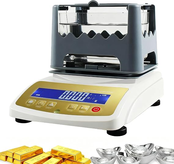 Lab-Accurate Gold Purity Tester, 0.001g/cm3 Precision Density Meter for Karat Value Assessment, with Dada Export & Dual Power, Suitable for Jewelers and Recyclers XF-600K
