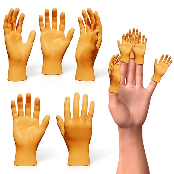 10 Pcs Tiny Hands for Fingers, Five Lefts & Rights Puppets, for Gags | Tiny Finger Hands Set for Fingertips for Creative Gifts and Fun Raffles, Lightweight, Soft Rubber Material, Universal Size