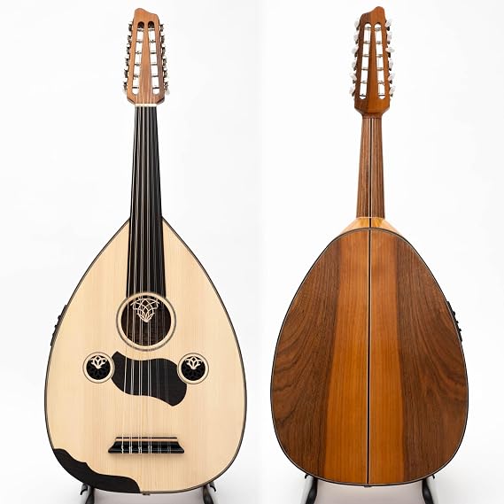 Professional Electric Arabic Oud Semi-Hollow Walnut Wood with Built-In Equalizer With Guitar pegs & soft case