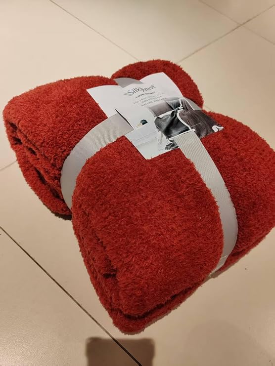 Sherpa Fleece Blanket Throw Size, Super Soft Double Sided for Bed, Sofa, Couch - Thick, Warm, and Plush - Luxurious Bedding for Winter - Red, 50" x 60"