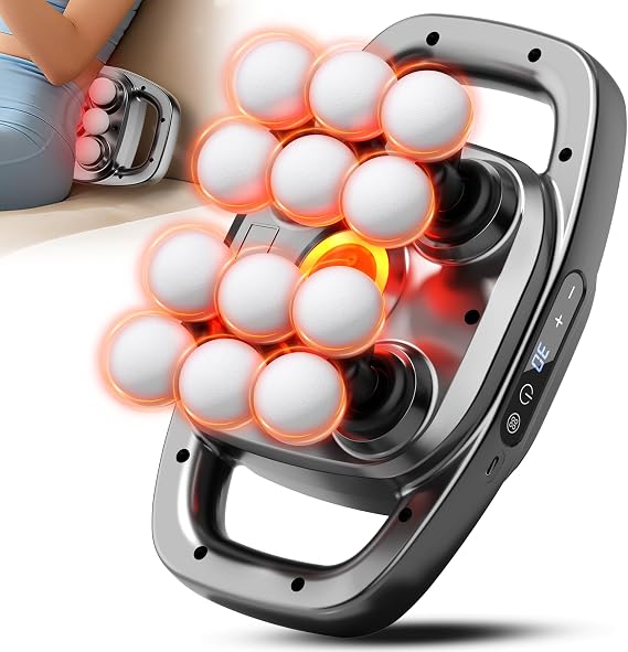 Gurui 12 Heads Massage Gun Deep Tissue with 3 Model & 30 Levels, Cordless Quiet Back Massager for Pain Relief Deep Tissue, Neck Massager Birthday Gifts for Men