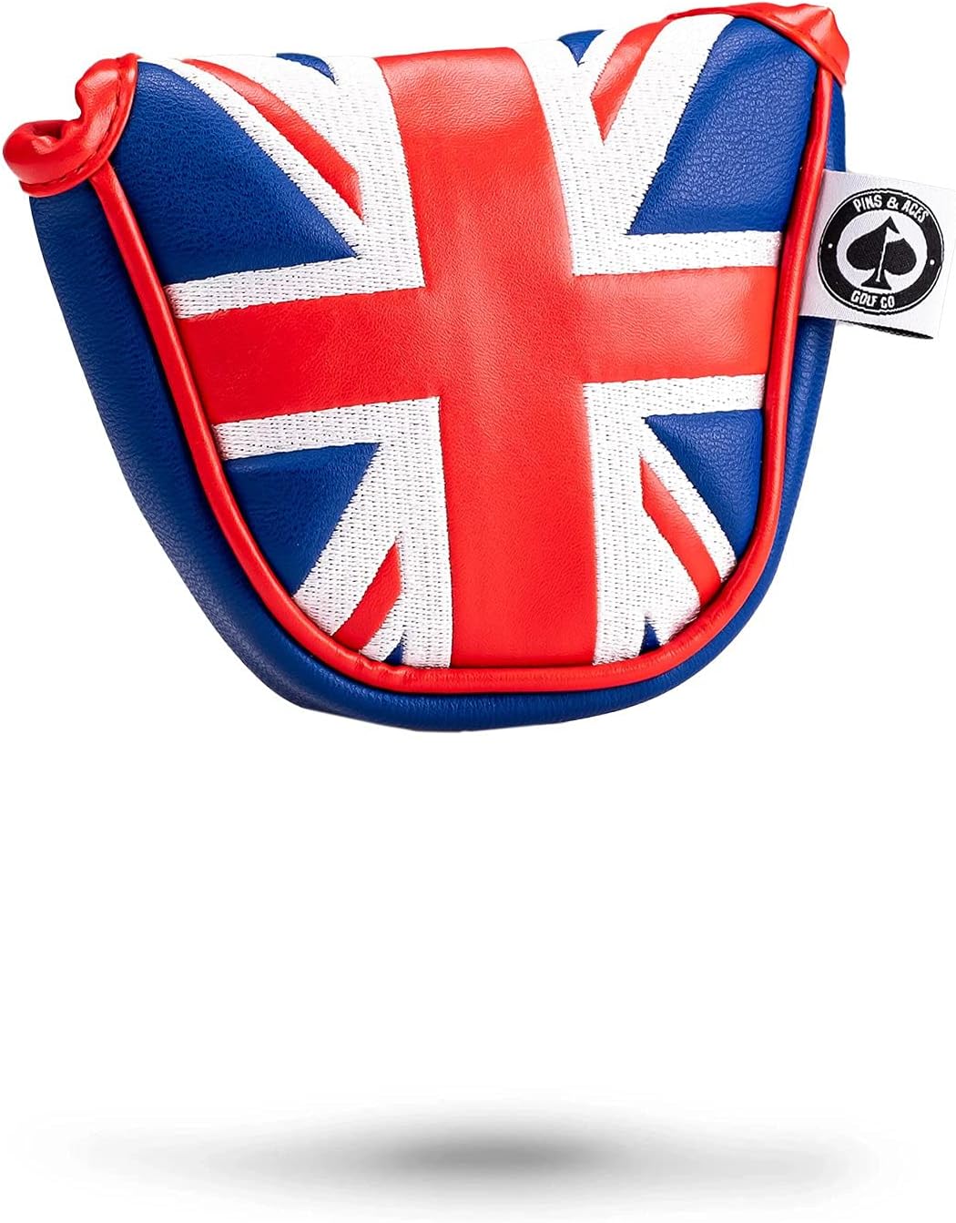 Pins & Aces United Kingdom Head Cover - Premium, Hand-Made Leather, Headcover - Union Jack Styled, Tour Quality Golf Club Cover - Style and Customize Your Golf Bag Mallet