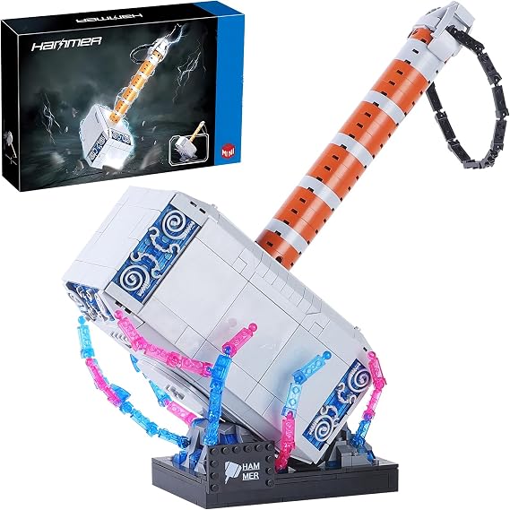 Boyorc Thor Battle Hammer Building Blocks,975PCS Creative Super Hero Building Set, Gift for Adults