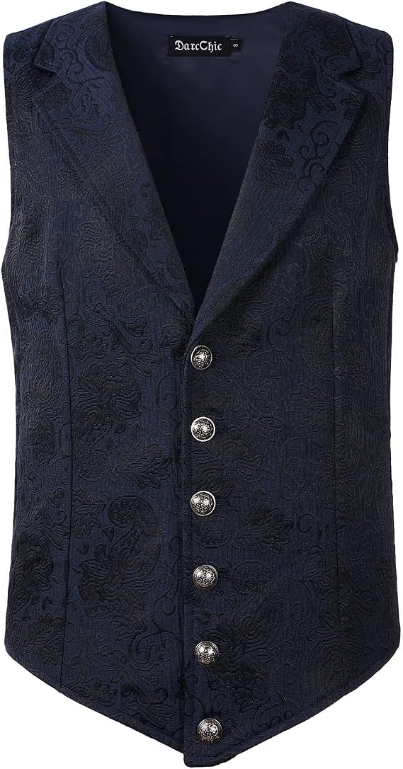 Mens Gothic Lapel Vest Steampunk Waistcoat Victorian