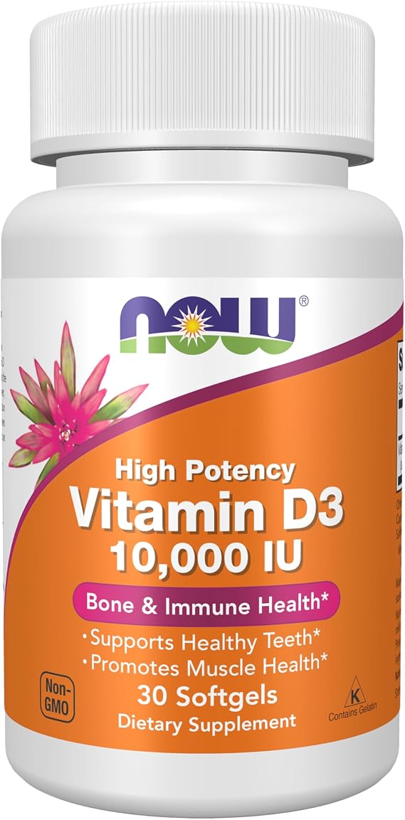 Now Foods Supplements, Vitamin D-3 10,000 IU, Highest Potency, Structural Support*, 30 Softgels