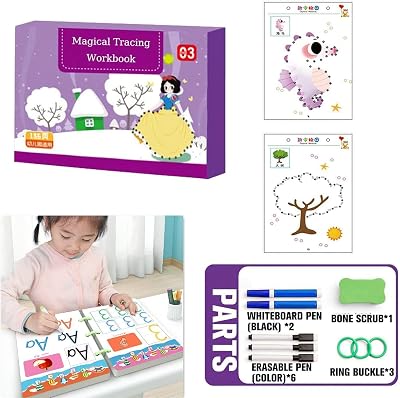 2024 New Magical Tracing Workbook Set - Reusable Calligraphy Copybook Magic Practice Copybook, Early Educational Training Drawing Book Tracing Paper for Preschoolers And Kindergarten Kids 136 Pages